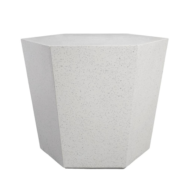 UPHA 24 in. Off-white Hexagon Terrazzo Outdoor Coffee Table, Patio Side Table