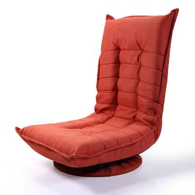 Orange Sponge Cushion Folding Floor Gaming Chair with 360° Swivel and Adjustable backrest