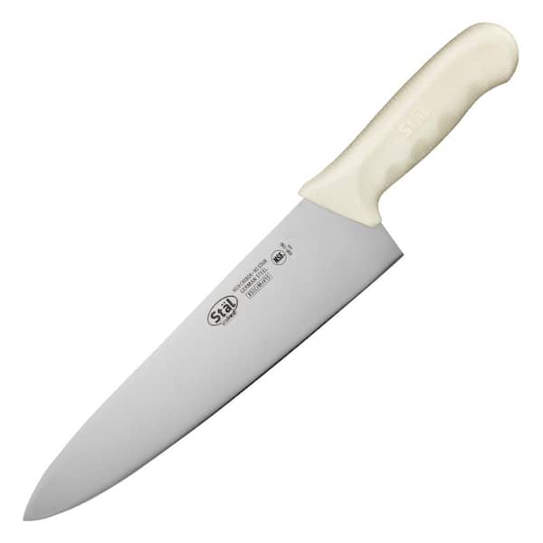 Winco 10 in. Steel Full Tang Chef’s Knife with White Handle