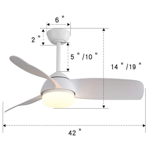 42 in. Indoor White ABS LED Ceiling Fan with 3 Color Dimmable Ceiling Fans with Lights and Remote Control Lighting