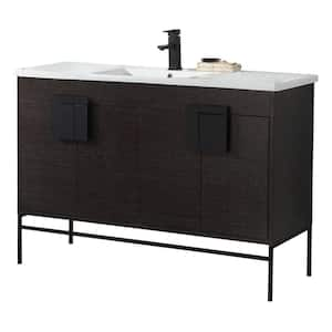 Shawbridge 48 in. W x 18.11 in. D x 33.5 in. H Bath Vanity in Black Oak Straight Grain with White Ceramic Vanity Top