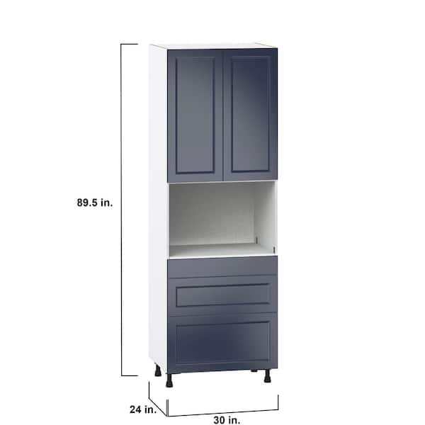 J COLLECTION Alton Painted 30 in. W x 89.5 in. H x 24 in. D in White Shaker Assembled Pantry Microwave Kitchen Cabinet with 3 Drawers