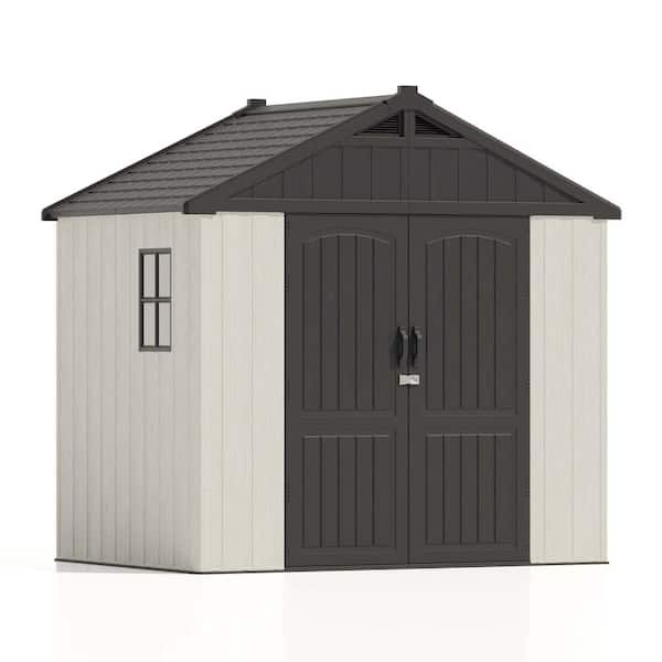 Patiowell Ultimate Luxury 8 ft. W x 6 ft. D Outdoor Storage Plastic Shed with Sloping Roof and Double Lockable Door (41.9 sq. ft.)