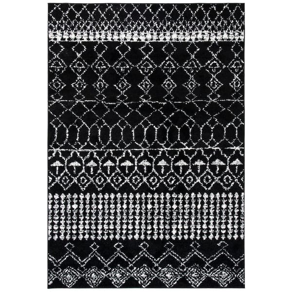 SAFAVIEH Tulum Black/Ivory 4 ft. x 6 ft. Moroccan Area Rug