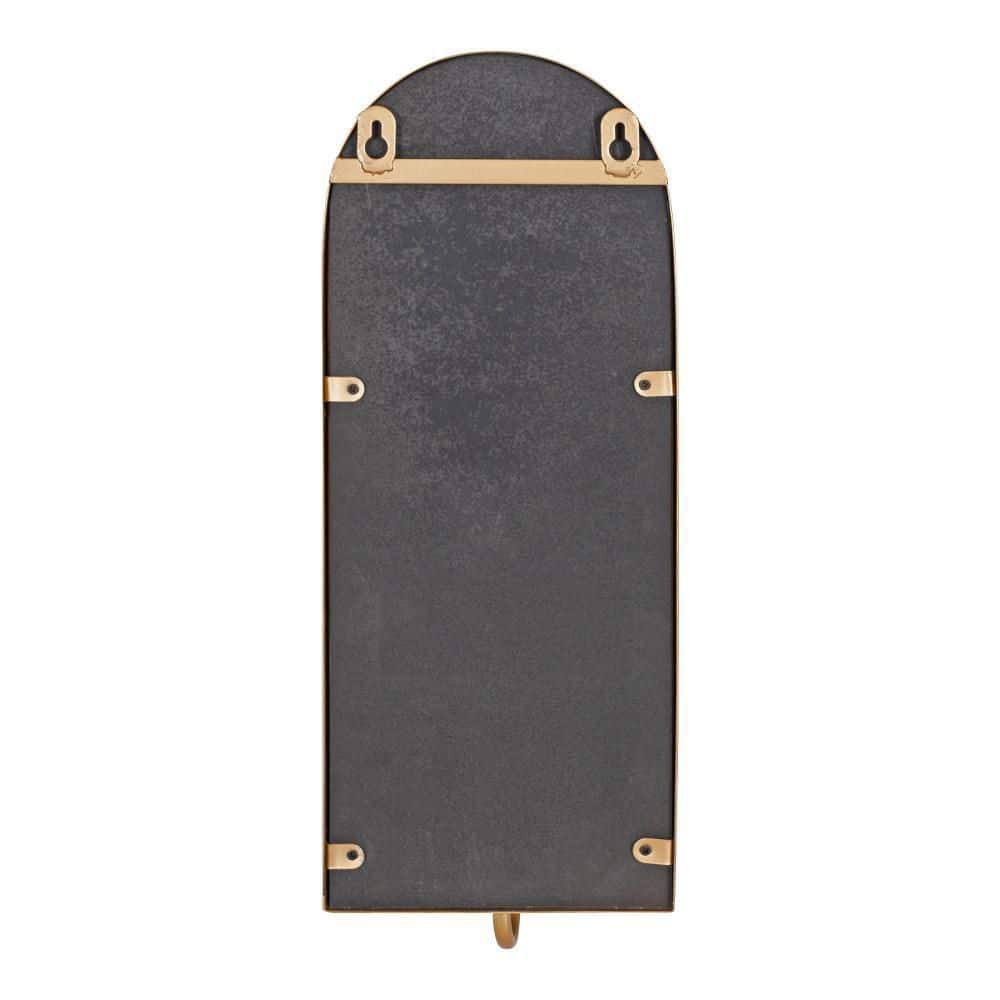 Elegant Gold Arched Mirror Wall Sconce with Candle Holder, 6x5x16