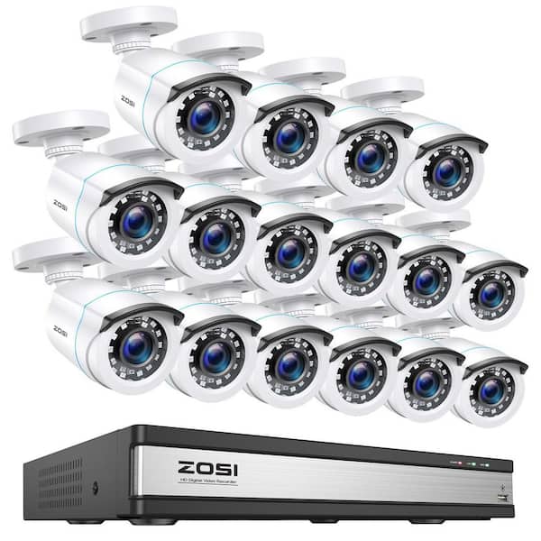 16-Channel 3K-Lite DVR Home Security System with 16-Wired 1080P Bullet Cameras, Pre-installed 4TB HDD, 80ft Night Vision