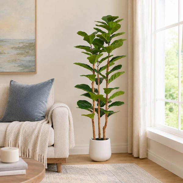 DR.Planzen 5 ft. Artificial Fiddle Leaf Fig Tree with Realistic