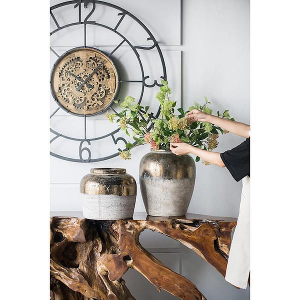 A & B Home 16 in. Candia Sienna Brown Ceramic Vase 1344 - The Home