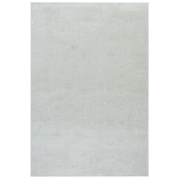 Bayside Ivory/Light Gray 9 ft. x 12 ft. Machine Washable Solid Geometric Area Rug