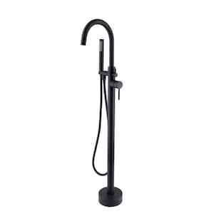 Single-Handle Freestanding Tub Faucet with Hand Shower Head in Matte Black