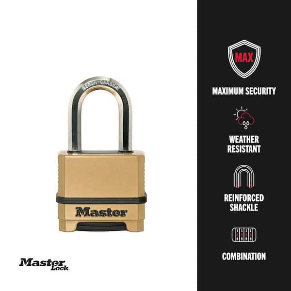 Heavy Duty Outdoor Combination Lock, Resettable, 1-1/2 in. Shackle