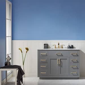 Ivy 48 in. Bath Vanity in Gray with Carrara Marble Vanity Top in White with White Basin