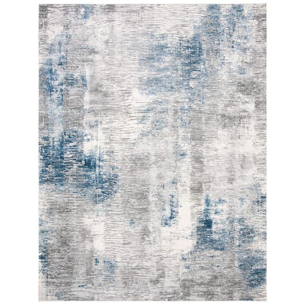 Invista 8 ft. x 10 ft. Gray/Ivory Distressed High-Low Area Rug