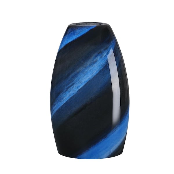 7.64 in. Blue Art Glass Drum Pendant Light Shade with 1.65 in. Lip Fitter (Not Included)