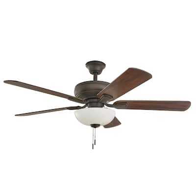 Rothley II 52 in. Indoor LED Bronze Ceiling Fan with Light Kit, Downrod, Reversible Motor and Reversible Blades