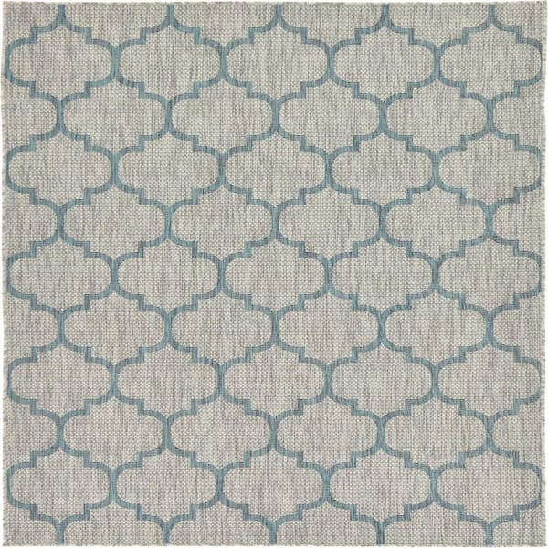 Unique Loom Outdoor Trellis Gray 5 ft. x 8 ft. Area Rug
