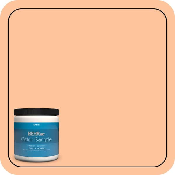BEHR PREMIUM PLUS 8 oz. #260B-4 Orange Sherbet Satin Enamel Interior/Exterior Paint & Primer Color Sample