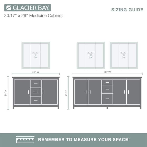 Glacier Bay 30-3/16 in. W x 29 in. H Framed Surface-Mount Tri-View 