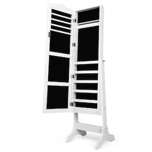 63 in. H x 17.5 in. W x 14.5 in. D White 4-Angle Adjustable Full Length Mirror Jewelry Organizer Vanity Box