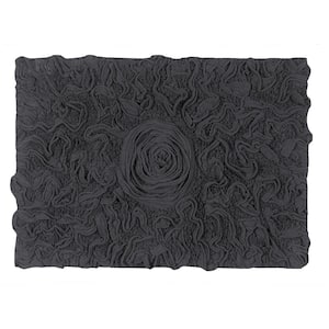 Bell Flower Collection 100% Cotton Tufted Bath Rugs, 17 in. x24 in. Rectangle, Gray