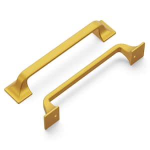 Forge Collection 5-1/16 in. (128 mm) Brushed Golden Brass Finish Cabinet Door and Drawer Pull (10-Pack)