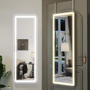 16 in. W x 48 in. H LED Light Rectangular White Aluminum Alloy Framed Door Mirror Wall Mirror