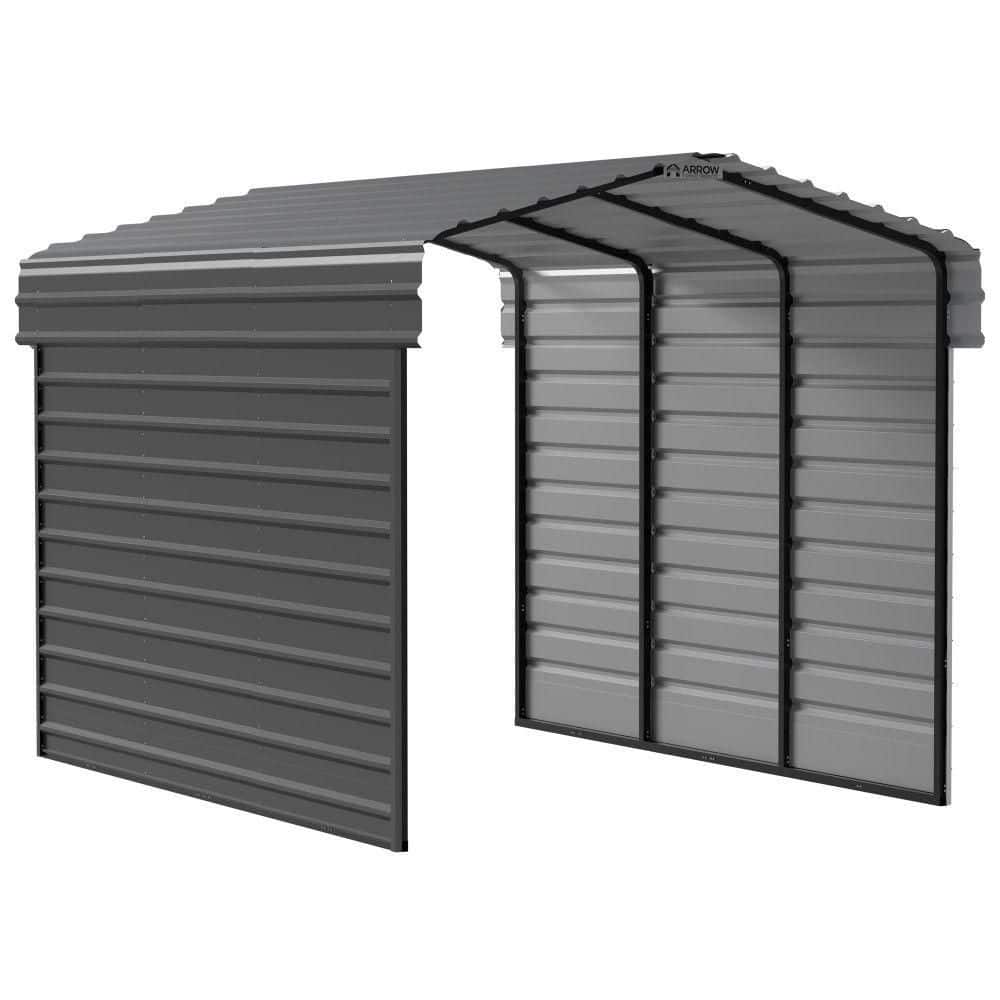 ARROW 10 ft. W x 15 ft. D x 9 ft. H Charcoal Galvanized Steel Carport with 2-Side Wall Kits (CPHC101509ECL2)