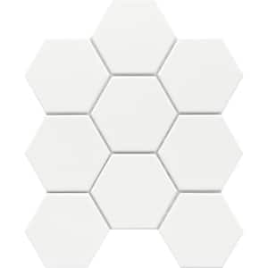 Source Pure White 8.66 in. x 9.88 in. Honeycomb Matte Porcelain Mosaic Tile (0.594 sq. ft./Each)