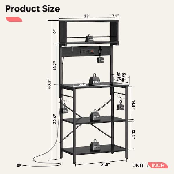 Signature Home SignatureHome Black Finish Metal Material Amenoff Black  Metal Baker's Rack Dimensions: 16W x 30L x 67H SDK3026 - The Home Depot