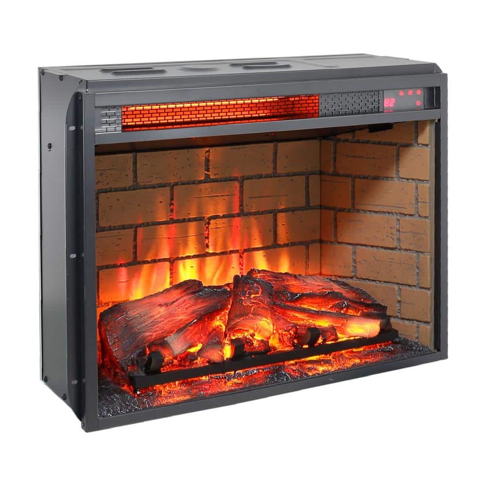 23-Inch Black Electric Fireplace Insert with Realistic Flames