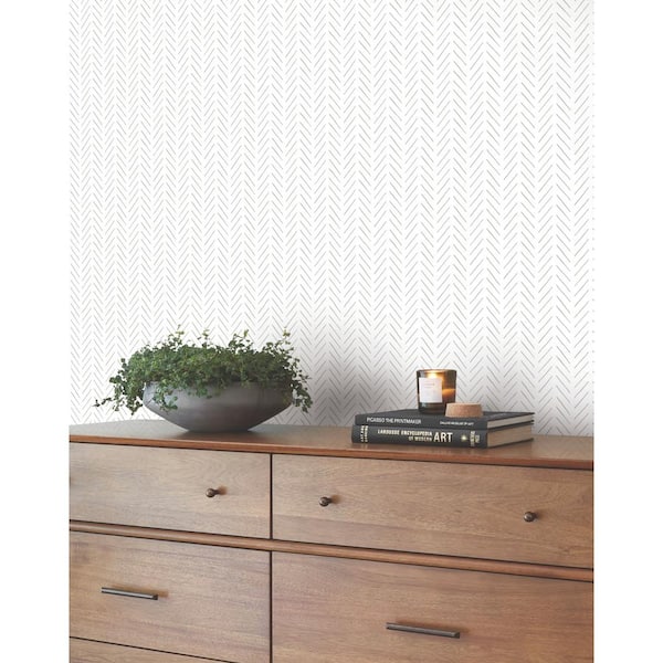 Taupe Pick Up Sticks Non Woven Premium Paper Peel and Stick Matte Wallpaper Approximately 34.2 sq. ft.