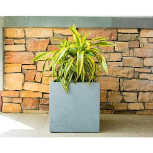 10 in. W Square Slate Gray Lightweight Concrete/Fiberglass Indoor Outdoor Modern Elegant Planter