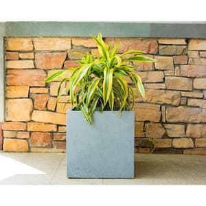 KANTE 13 in. H Square Slate Gray Lightweight Concrete/Fiberglass Indoor ...