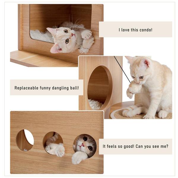 Foobrues 47.20 in. H Multi Level MDF Pet Cats Scratching Posts and