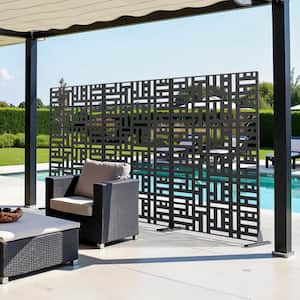 MAYEERTY 1-Piece 72 in. x 47 in. Rectangle Grey Metal Privacy Screen ...