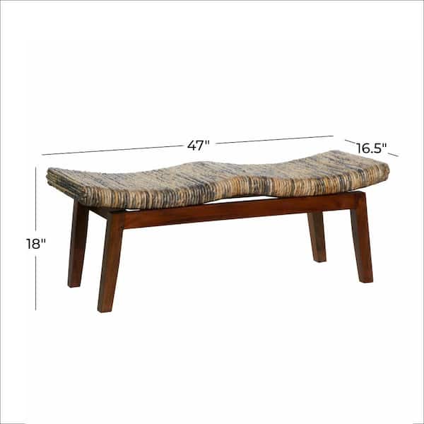 Brown Contemporary Bench 18 in. x 47 in. x 17 in.