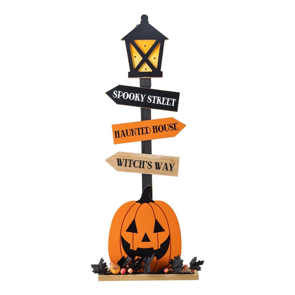 36 in. H Halloween Lighted Wooden Jack-O-Lantern Lamp Post Porch Decor with Timer price history on PriceWatchPro