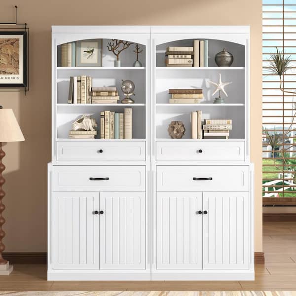 63 in. W x 11 in. D x 78 in. H White Linen Cabinet Tall Bathroom Storage Linen Cabinet with Tilt-Out Laundry Hamper