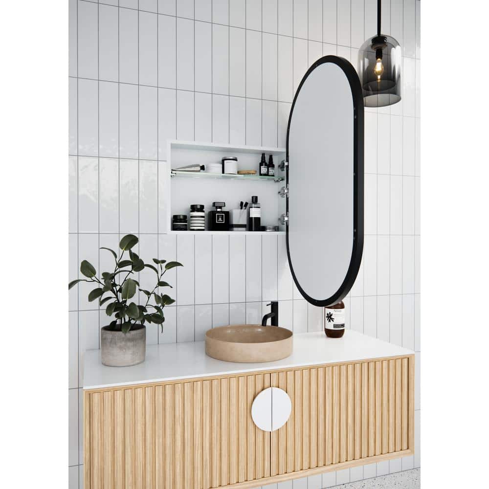 Black Stainless Steel Recessed Medicine Cabinet with Mirror