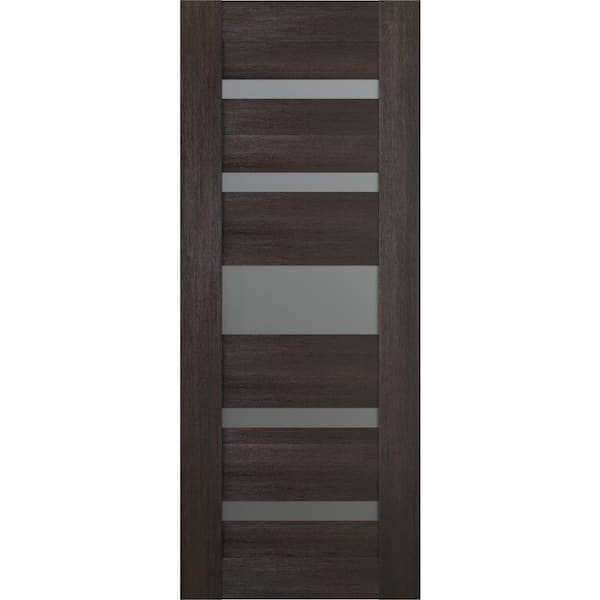 Belldinni Vona 07-05 18 in. x 80 in. No Bore Solid Core 5-Lite Frosted Glass Veralinga Oak Wood Composite Interior Door Slab