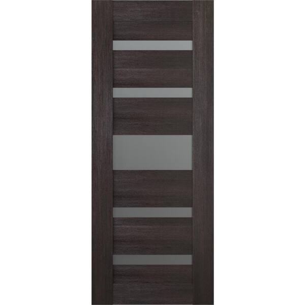 Belldinni Vona 07-05 24 in. x 80 in. No Bore Solid Core 5-Lite Frosted Glass Veralinga Oak Wood Composite Interior Door Slab