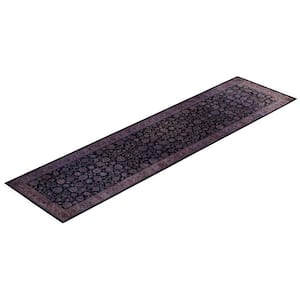 Black 2 ft. 6 in. x 10 ft. 3 in. Fine Vibrance One-of-a-Kind Hand-Knotted Area Rug