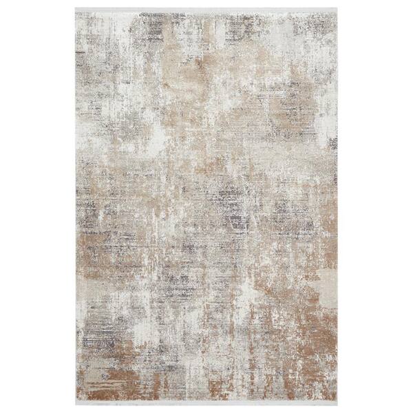 Solo Rugs Gizem Taupe 8 ft. x 10 ft. Contemporary Modern Abstract Area Rug