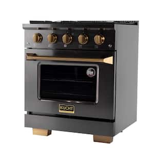 Gemstone 30 in. 4.2 cu. ft. 4-Burners Dual Fuel Range for Natural Gas with Convection Oven in Titanium Stainless Steel