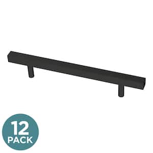 Square Bar 5-1/16 in. (128 mm) Modern Matte Black Drawer Pulls (12-Pack)