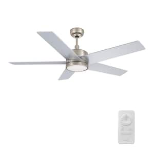 Trafford 52 in. Color Changing Integrated LED Indoor Nickel 10-Speed DC Ceiling Fan with Light Kit/Remote Control