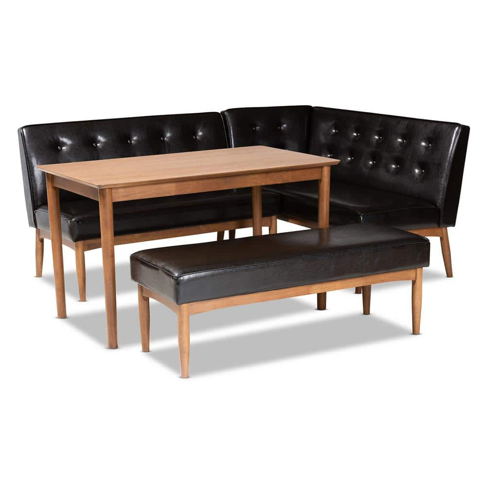 Baxton Studio Arvid 4 Piece Dark Brown and Walnut Brown Dining