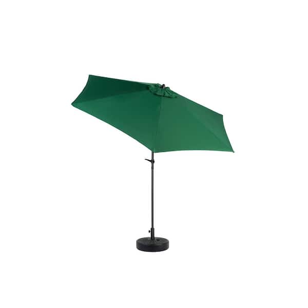 Unbranded 9 ft. Outdoor Green Patio Umbrella Table with Push Button Tilt and Crank, Deck Market Umbrella 6 in. Sturdy Ribs