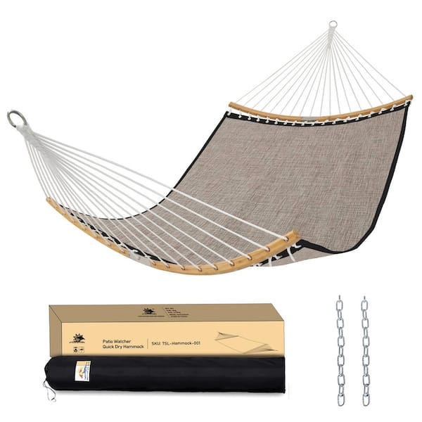 Unbranded 11 ft. Quilted 2-Person Hammock with Spreader Bar and Detachable in Brown