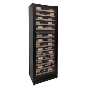 67-Bottle 71 in. Tall Dual Zone Right Hinge Digital Wine Cellar Cooling Unit in Black with Wood Front Shelves